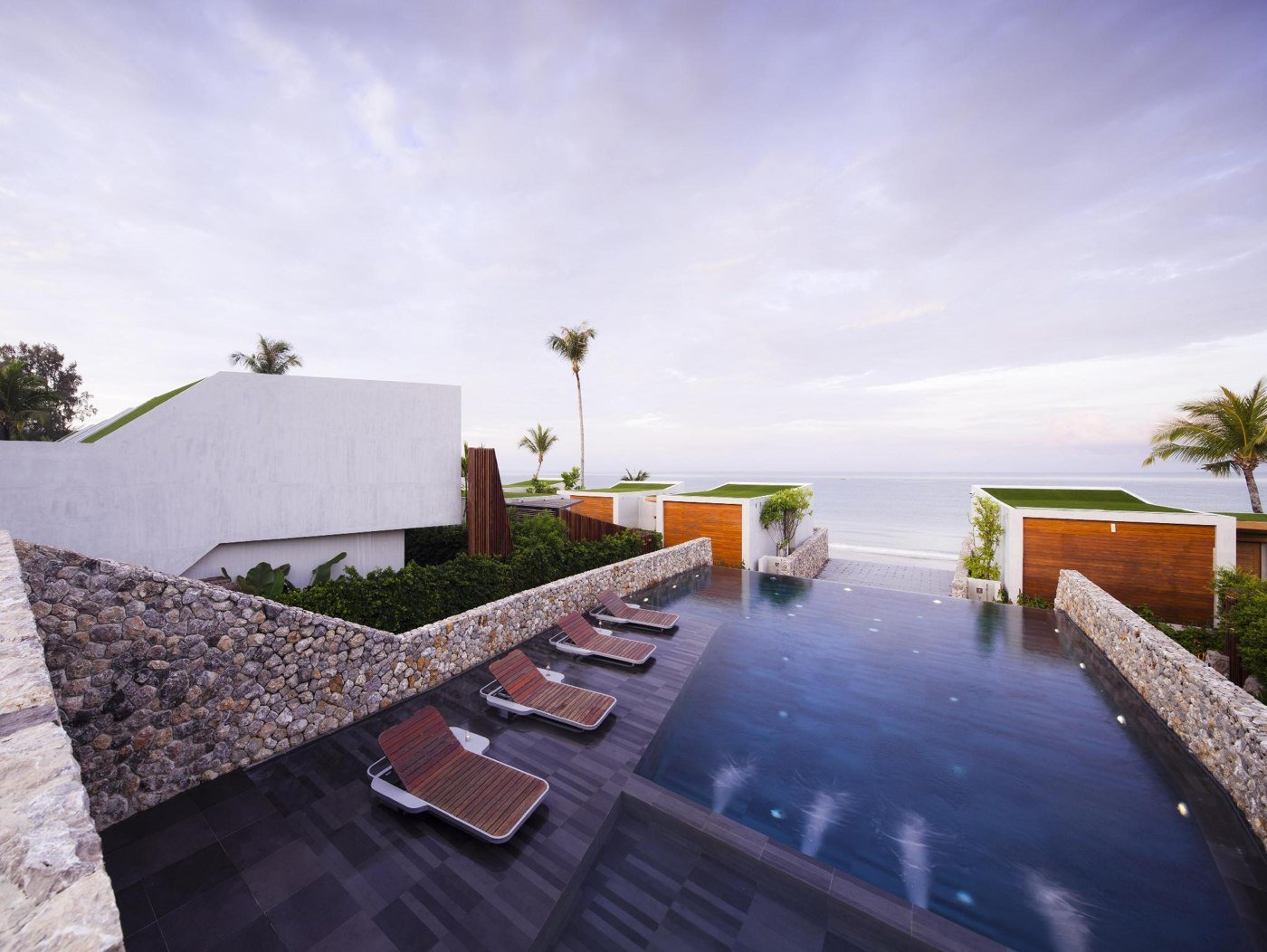 Pool and contemporary buildings at Casa de La Flora