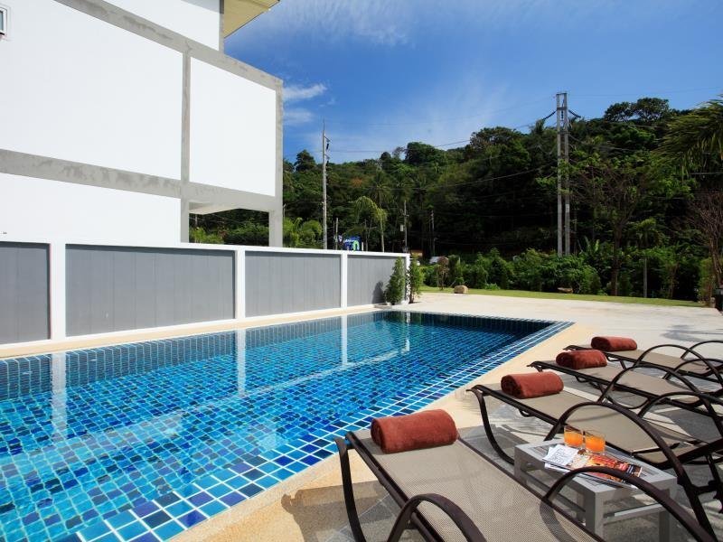 Swimming pool and terrace at Kata Hill View Villas