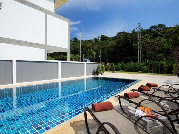 Swimming pool and terrace at Kata Hill View Villas